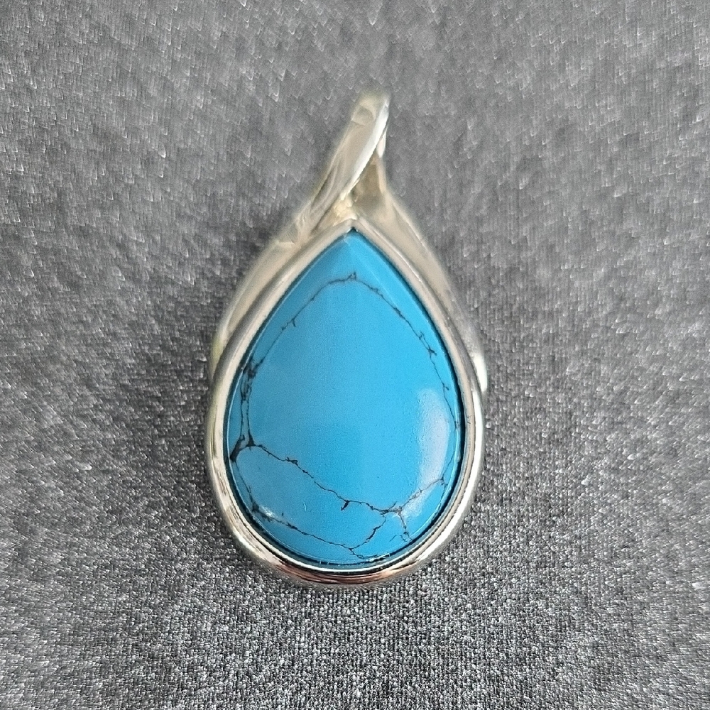 Lia Sophia Silver & Turquoise Teardrop Pendant